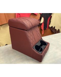 QUILTED BURGUNDY LEATHER ARM REST CUBBY BOX FITS LAND ROVER DEFENDER 90 110