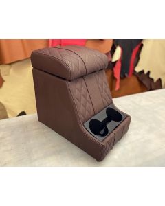QUILTED CHOCOLATE LEATHER ARM REST CUBBY BOX FITS LAND ROVER DEFENDER 90 110