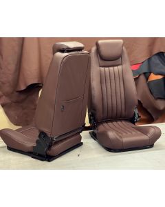 REAR FORWARD FACING LOCK & FOLD SEATS CHOCOLATE LEATHER FIT LAND ROVER DEFENDER 