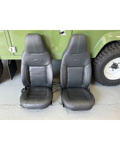 Used Genuine Land Rover Defender pair black leather premium front seats heated 