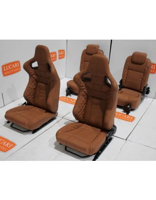 Tan leather 4 seat interior front + rear seats Fit Land Rover Defender 90 TDCI