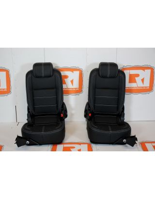 Full Leather White Stitch Pair 3rd Row Tumble Down TDCI Seats Fits Land Rover Defender 90/110