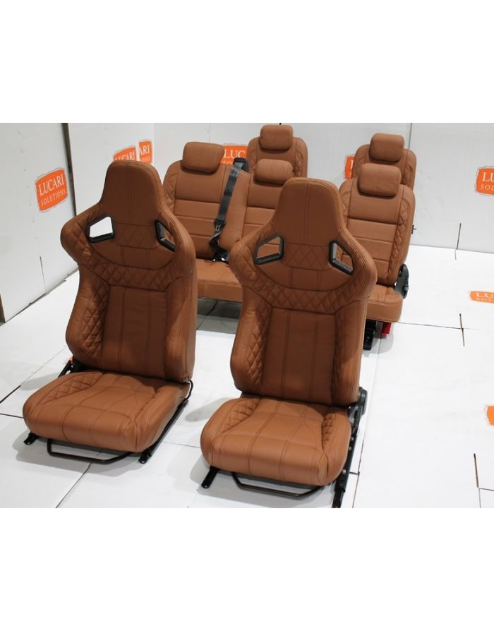 TWO FRONTS ONLY LAND ROVER DEFENDER CAR SEAT COVERS TAN SUEDE